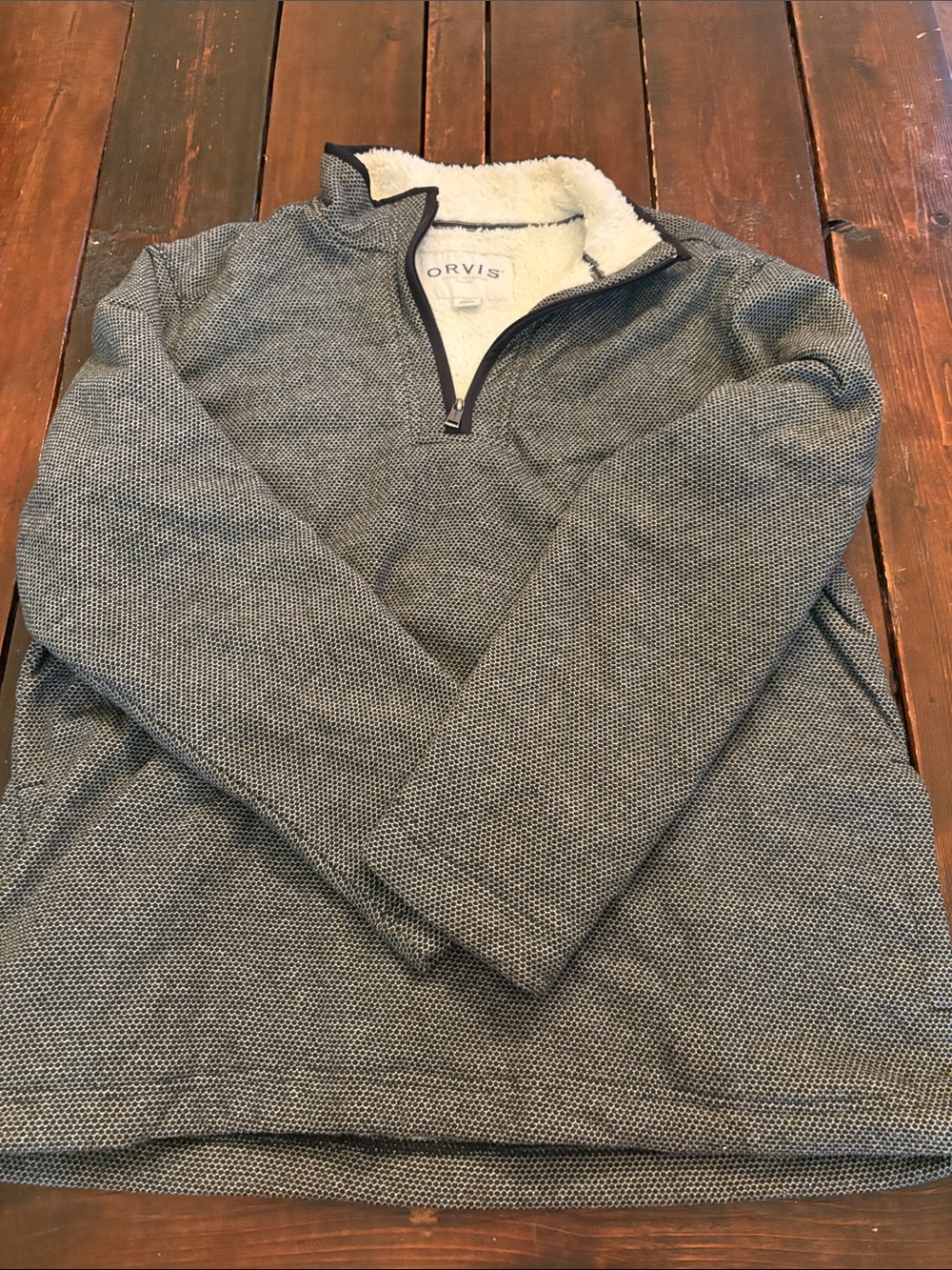 Orvis Men's Zip-Up Sherpa-Lined Pullover - Charcoal Heather